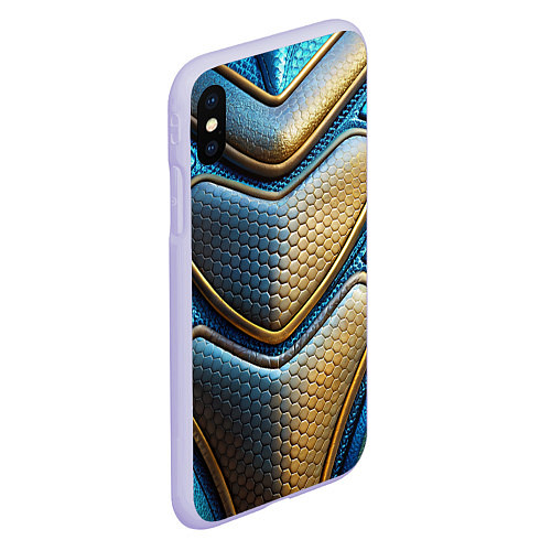 Чехол iPhone XS Max матовый Объемный футуристический текстурный костюм из кожи / 3D-Светло-сиреневый – фото 2