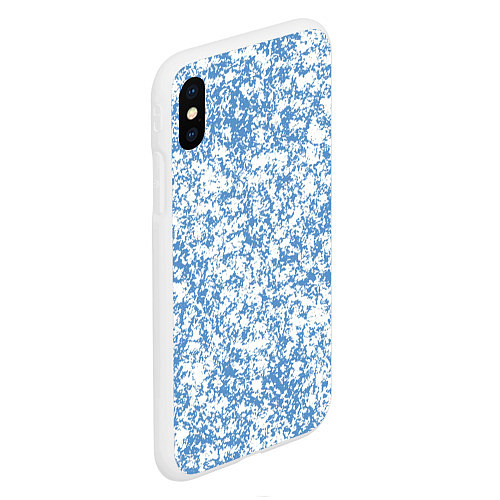 Чехол iPhone XS Max матовый Пёстрый бело-голубой / 3D-Белый – фото 2