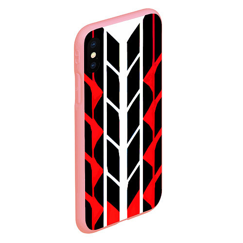 Чехол iPhone XS Max матовый White and red lines on a black background / 3D-Баблгам – фото 2