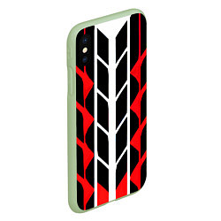 Чехол iPhone XS Max матовый White and red lines on a black background, цвет: 3D-салатовый — фото 2