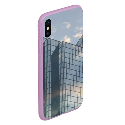 Чехол iPhone XS Max матовый Городское небо и зеркальная многоэтажка / 3D-Сиреневый – фото 2