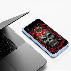 Чехол iPhone XS Max матовый Slipknot череп зомби, цвет: 3D-голубой — фото 2