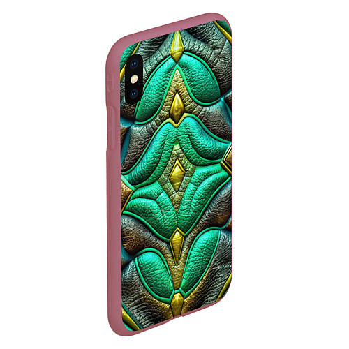 Чехол iPhone XS Max матовый Объемная футуристичная текстура из кожи / 3D-Малиновый – фото 2