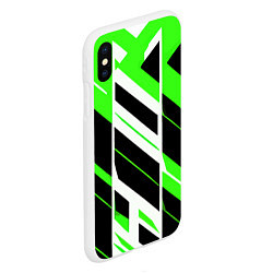 Чехол iPhone XS Max матовый Black and green stripes on a white background, цвет: 3D-белый — фото 2