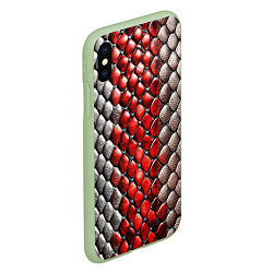 Чехол iPhone XS Max матовый Змеиная объемная текстурная красная шкура, цвет: 3D-салатовый — фото 2