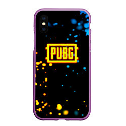 Чехол iPhone XS Max матовый PUBG огненное лого, цвет: 3D-фиолетовый