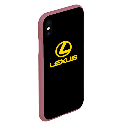 Чехол iPhone XS Max матовый Lexus yellow logo / 3D-Малиновый – фото 2