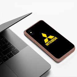 Чехол iPhone XS Max матовый Mitsubishi logo yelow, цвет: 3D-коричневый — фото 2