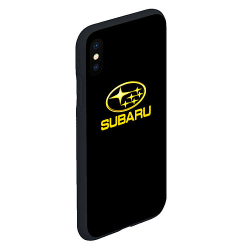 Чехол iPhone XS Max матовый Subaru logo yellow / 3D-Черный – фото 2