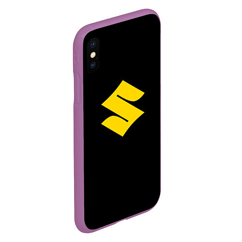 Чехол iPhone XS Max матовый Suzuki logo yellow / 3D-Фиолетовый – фото 2