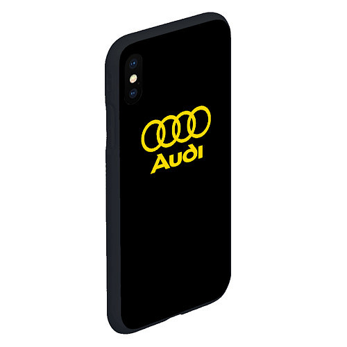 Чехол iPhone XS Max матовый Audi logo yellow / 3D-Черный – фото 2