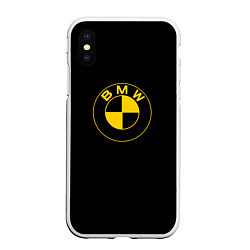 Чехол iPhone XS Max матовый BMW logo yellow, цвет: 3D-белый