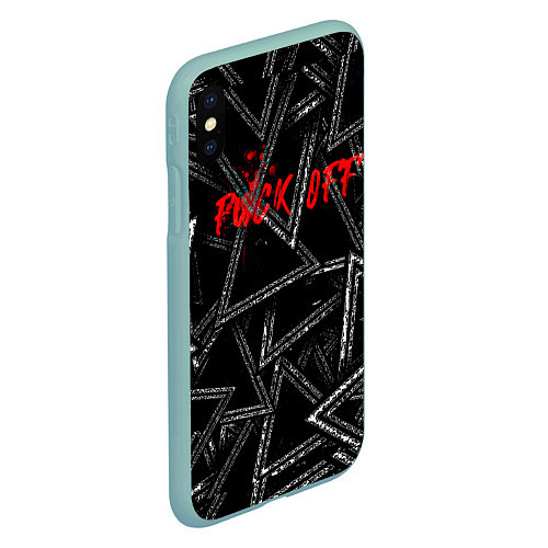 Чехол iPhone XS Max матовый F*ck off / 3D-Мятный – фото 2