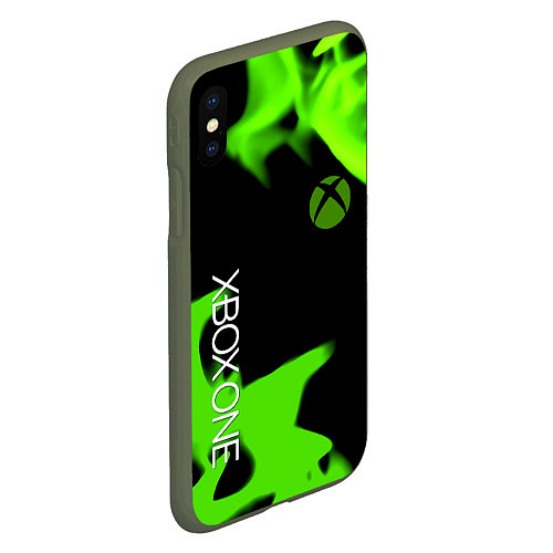 Чехол iPhone XS Max матовый Xbox one green flame / 3D-Темно-зеленый – фото 2