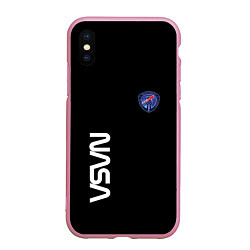 Чехол iPhone XS Max матовый Nasa space steel, цвет: 3D-розовый