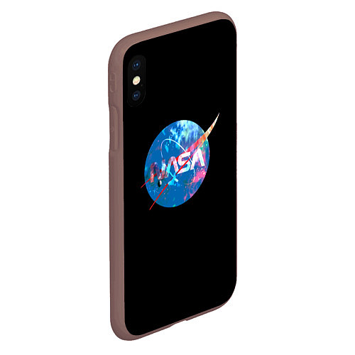 Чехол iPhone XS Max матовый NASA космическое лого / 3D-Коричневый – фото 2