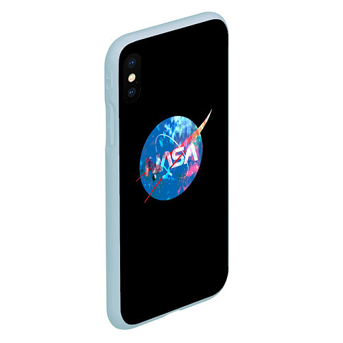 Чехол iPhone XS Max матовый NASA космическое лого / 3D-Голубой – фото 2