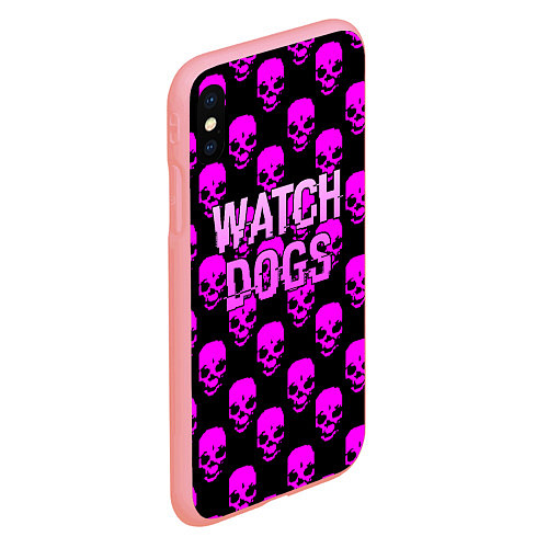 Чехол iPhone XS Max матовый Watch dogs neon skull / 3D-Баблгам – фото 2