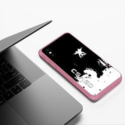 Чехол iPhone XS Max матовый Контра белые лого, цвет: 3D-малиновый — фото 2
