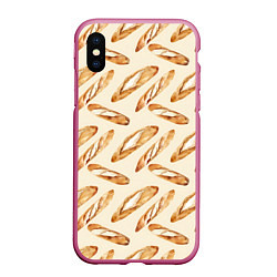 Чехол iPhone XS Max матовый The baguette pattern, цвет: 3D-малиновый