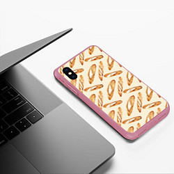 Чехол iPhone XS Max матовый The baguette pattern, цвет: 3D-малиновый — фото 2