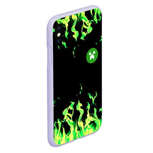 Чехол iPhone XS Max матовый Minecraft green flame / 3D-Светло-сиреневый – фото 2