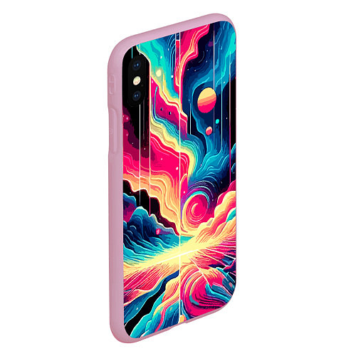 Чехол iPhone XS Max матовый Neon space fantasy - ai art / 3D-Розовый – фото 2