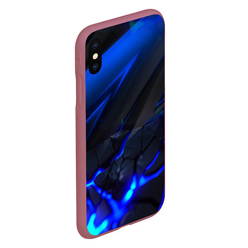 Чехол iPhone XS Max матовый Синяя абстракция с плитами / 3D-Малиновый – фото 2