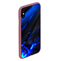 Чехол iPhone XS Max матовый Синяя абстракция с плитами, цвет: 3D-малиновый — фото 2