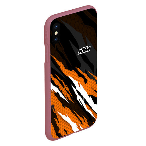 Чехол iPhone XS Max матовый KTM - Рваный гексагон / 3D-Малиновый – фото 2