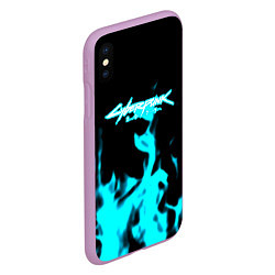 Чехол iPhone XS Max матовый Cyberpunk neon flame, цвет: 3D-сиреневый — фото 2