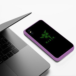 Чехол iPhone XS Max матовый Razer logo brend, цвет: 3D-фиолетовый — фото 2
