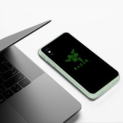 Чехол iPhone XS Max матовый Razer logo brend, цвет: 3D-салатовый — фото 2