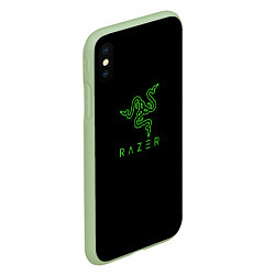 Чехол iPhone XS Max матовый Razer logo brend, цвет: 3D-салатовый — фото 2