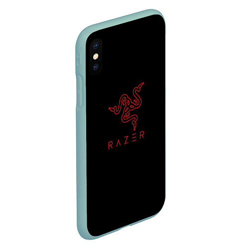 Чехол iPhone XS Max матовый Razer red logo / 3D-Мятный – фото 2