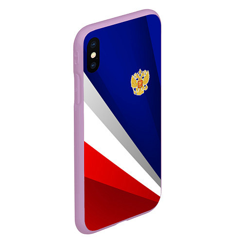 Чехол iPhone XS Max матовый Россия - униформа федерации / 3D-Сиреневый – фото 2