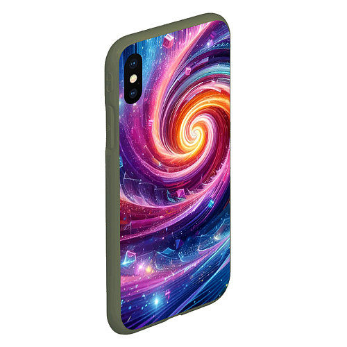 Чехол iPhone XS Max матовый Космическая галактическая спираль - неоновое свече / 3D-Темно-зеленый – фото 2