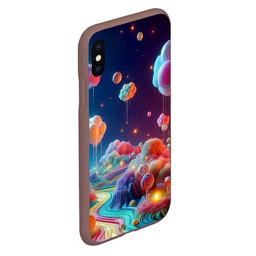 Чехол iPhone XS Max матовый Planet chupa chups - neon glow / 3D-Коричневый – фото 2