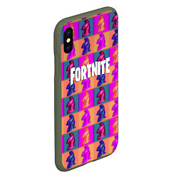 Чехол iPhone XS Max матовый Fortnite logo pattern game, цвет: 3D-темно-зеленый — фото 2