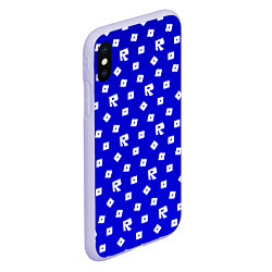 Чехол iPhone XS Max матовый Roblox blue pattern, цвет: 3D-светло-сиреневый — фото 2