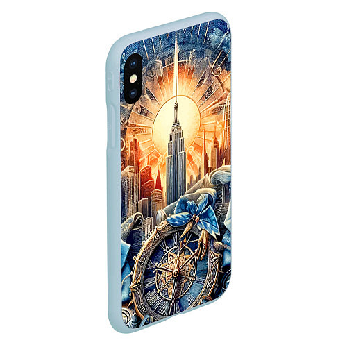 Чехол iPhone XS Max матовый American collage - ai art / 3D-Голубой – фото 2