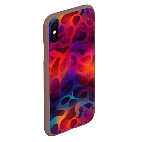 Чехол iPhone XS Max матовый Паттерн неоновой волны / 3D-Коричневый – фото 2