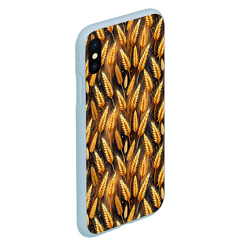 Чехол iPhone XS Max матовый Золотой колос / 3D-Голубой – фото 2