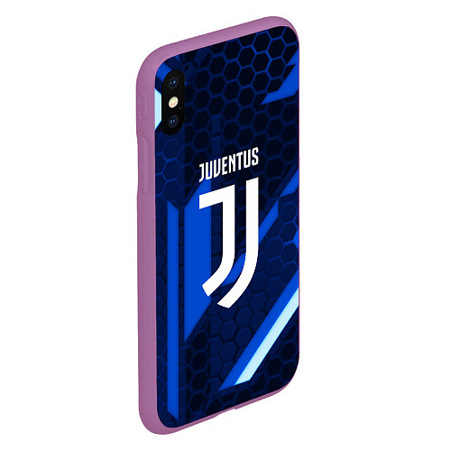 Чехол iPhone XS Max матовый Juventus sport geometry steel / 3D-Фиолетовый – фото 2