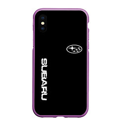 Чехол iPhone XS Max матовый Subaru logo white, цвет: 3D-фиолетовый