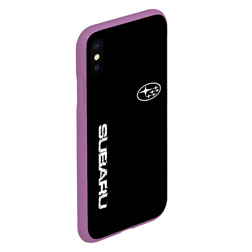 Чехол iPhone XS Max матовый Subaru logo white / 3D-Фиолетовый – фото 2