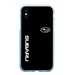 Чехол iPhone XS Max матовый Subaru logo white, цвет: 3D-голубой