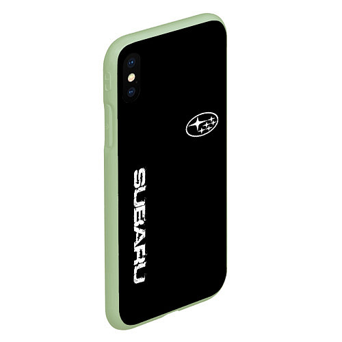 Чехол iPhone XS Max матовый Subaru logo white / 3D-Салатовый – фото 2