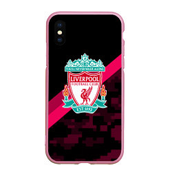 Чехол iPhone XS Max матовый Liverpool sport fc club, цвет: 3D-розовый