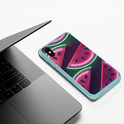 Чехол iPhone XS Max матовый Дольки арбуза неон, цвет: 3D-мятный — фото 2